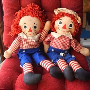 Vintage Classic Rag Doll Set with Red Hair
